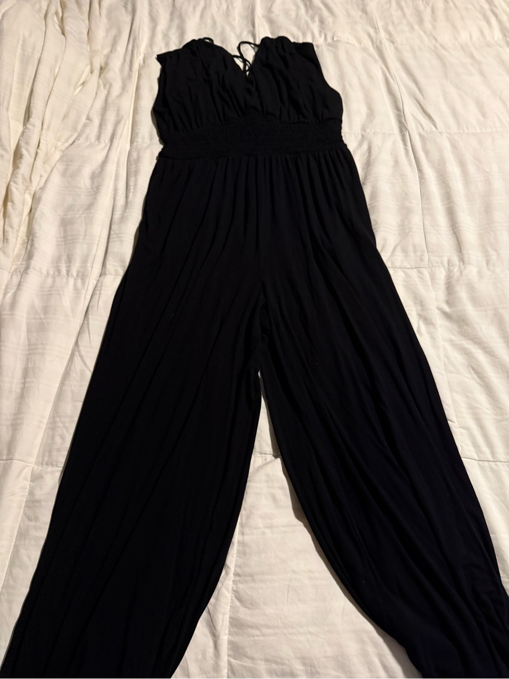 Old Navy Black Smocked-Waist Wide-Leg Jumpsuit